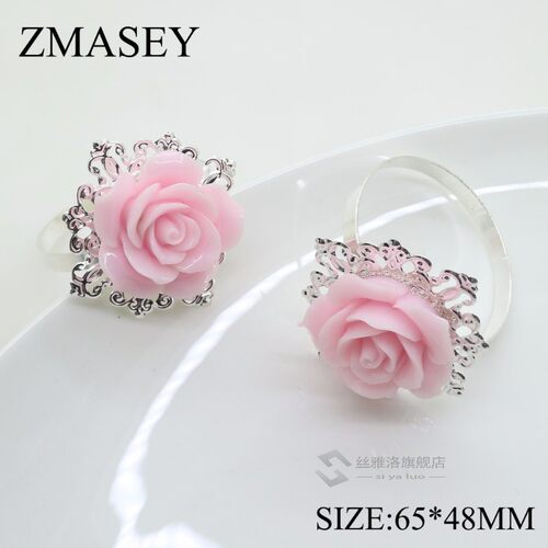 Napkin Decoration, 4/6 Pcs, Pink Resin Napkin Ring，Buckles