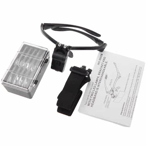 9892B Headband Magnifying Glass Eye Repair Magnifier 2 LED L