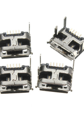 10x Micro USB Jack Type B Female Socket 4 Vertical Legs Fixe