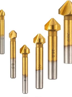 6 pcs HSS Countersink Drill Bit Set 90 Degree 3 Flute Titani