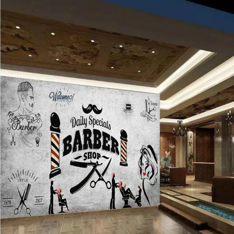 retro hair salon background wallpaper mural for hairdressin