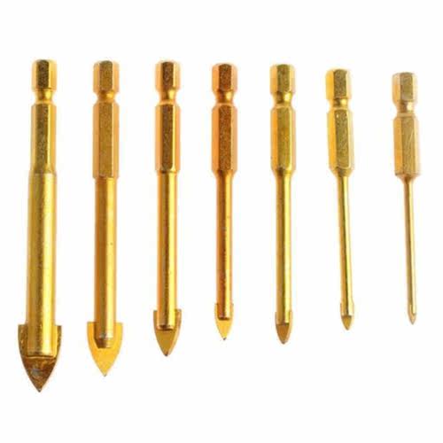 7Pcs Tungsten Carbide Ceramic Tile Glass Drill Bits 1/4 Hex