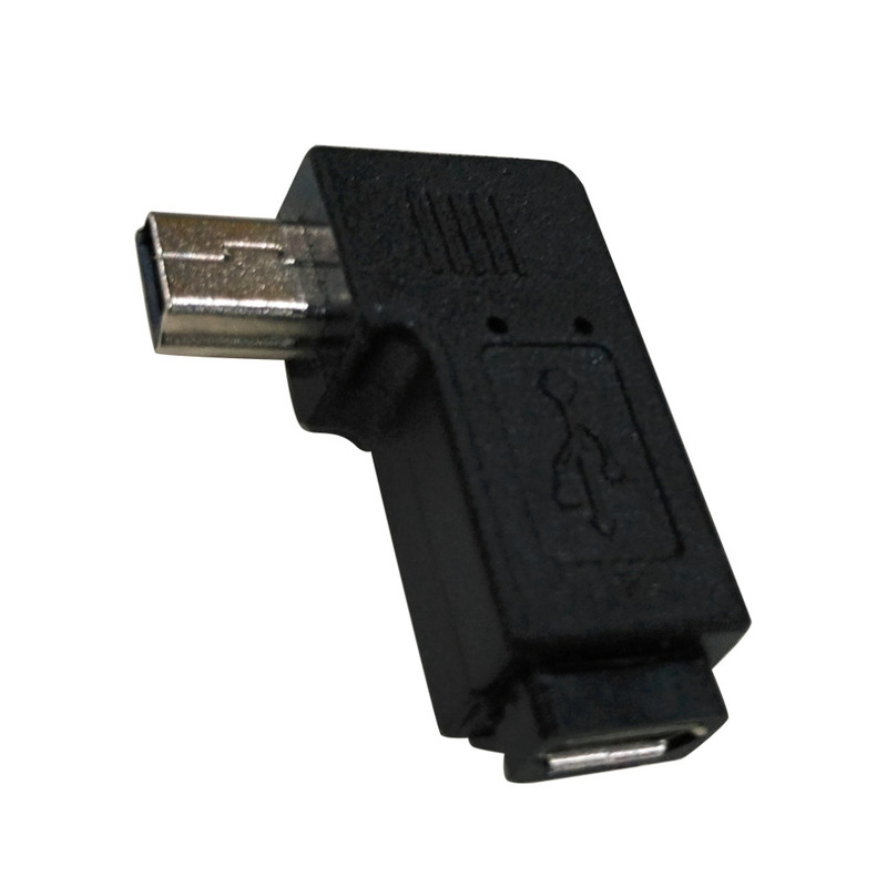 Female USB Micro 5Pin to Mini 5Pin Male 90 Degree Left Adapt