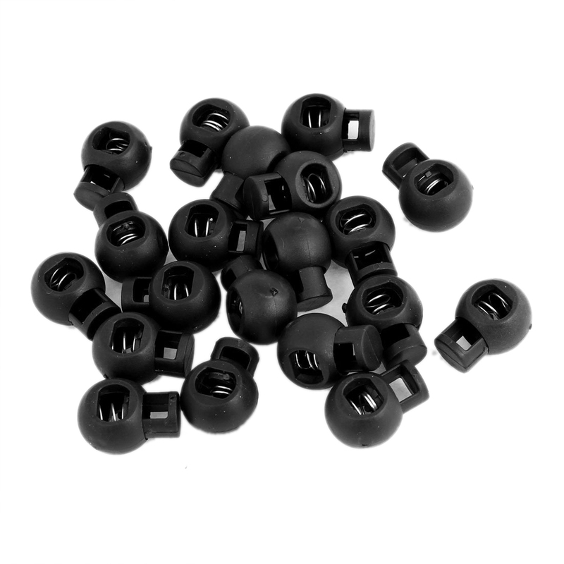 Backpack Drawstring  Cord Locks Ends 7mm Dia Hole 20 Pcs Bla