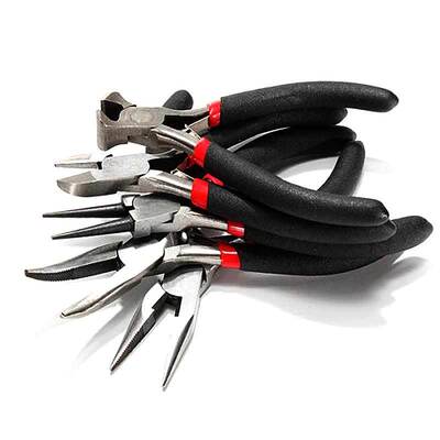 5pcs Jeweler Pliers DIY Tool Set Round Long Bent Daigonal Si