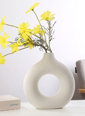 Doughnut Circular Hollow Ceramic Vase Nordic Ring Donuts