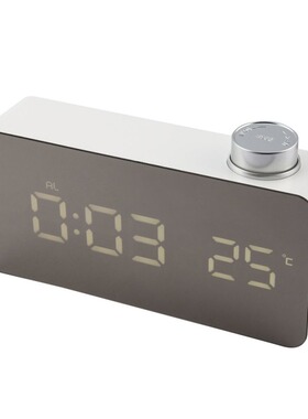 Temperature Unit LED Time Display Mirror Clock with Rotating