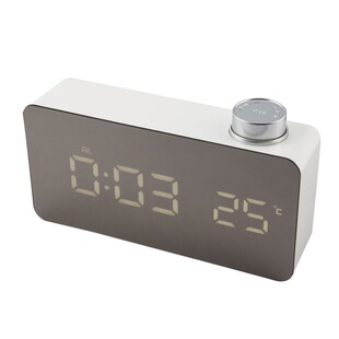 Temperature Unit LED Time Display Mirror Clock with Rotating