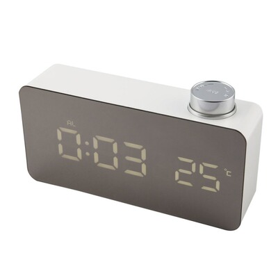 Temperature Unit LED Time Display Mirror Clock with Rotating