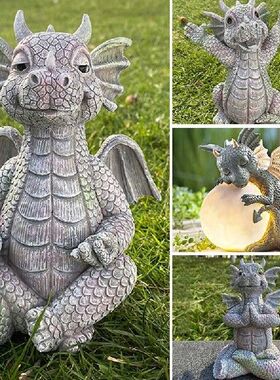 Small Dinosaur Meditate Buddha Sculpture Resin Ornament