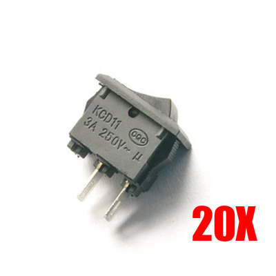 20pcs ON/OFF I/O SPST Snap AC 250V 3A 2 Pin  in Mini Boat Ro