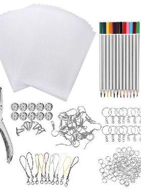 145/198PCS Shrinky Art Paper Heat Shrink Sheet Plastic Kit