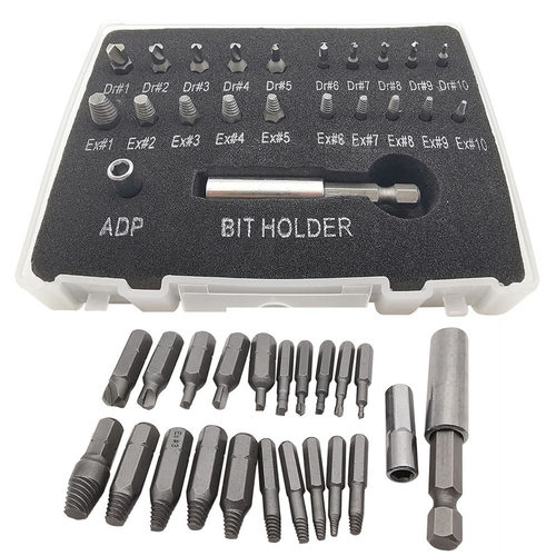22Pcs Damaged Screw Extractor Remover Drill Bit Set Stripped