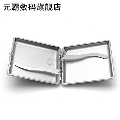 Black Leather Cigarette Cigar Pocket-Box Case Metal Frame To