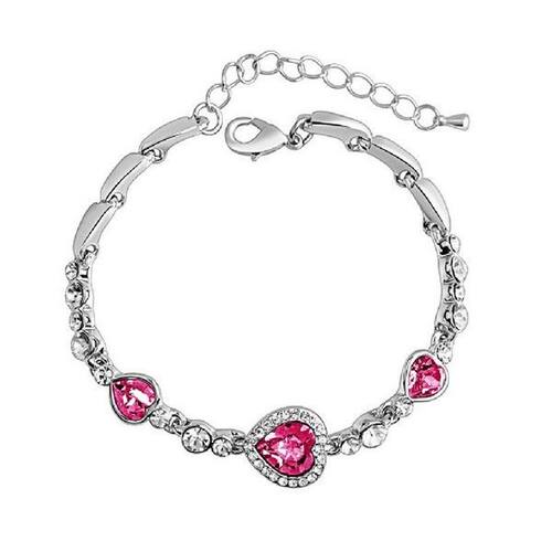 2022 Women Fashion Bracelet Love Heart Crystal Chain Link