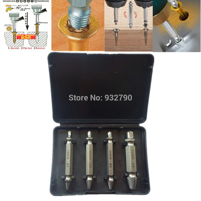 4pcs Double-Headed Damaged Screw Extractor Drill&Guide R