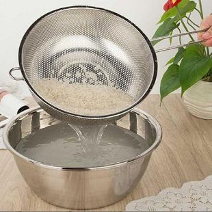 Stainless Steel Colander Metal Pasta Strainer with Long
