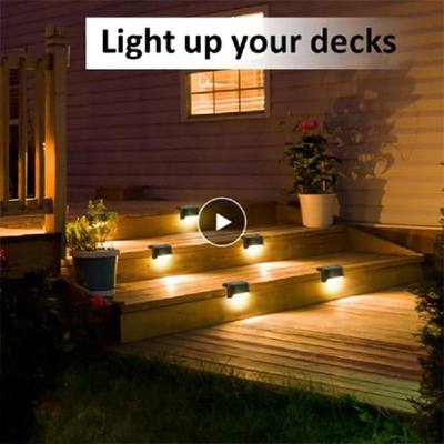 Warm White Garden Landscape Step Deck Lights LED Solar Lamp