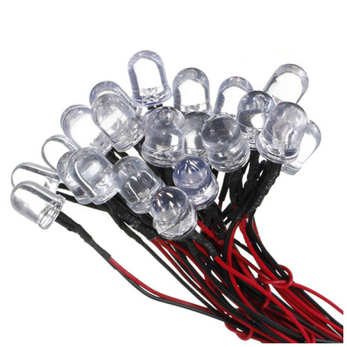 20 pcs 12V 20cm LED Pre wired 10Mm white