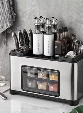 Stainless steel kitchen shelf Seasoning box seasoning tank