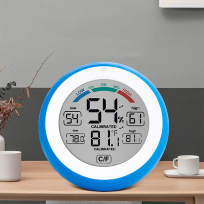 Digital LCD Display Indoor Thermometer Hygrometer Round Wire