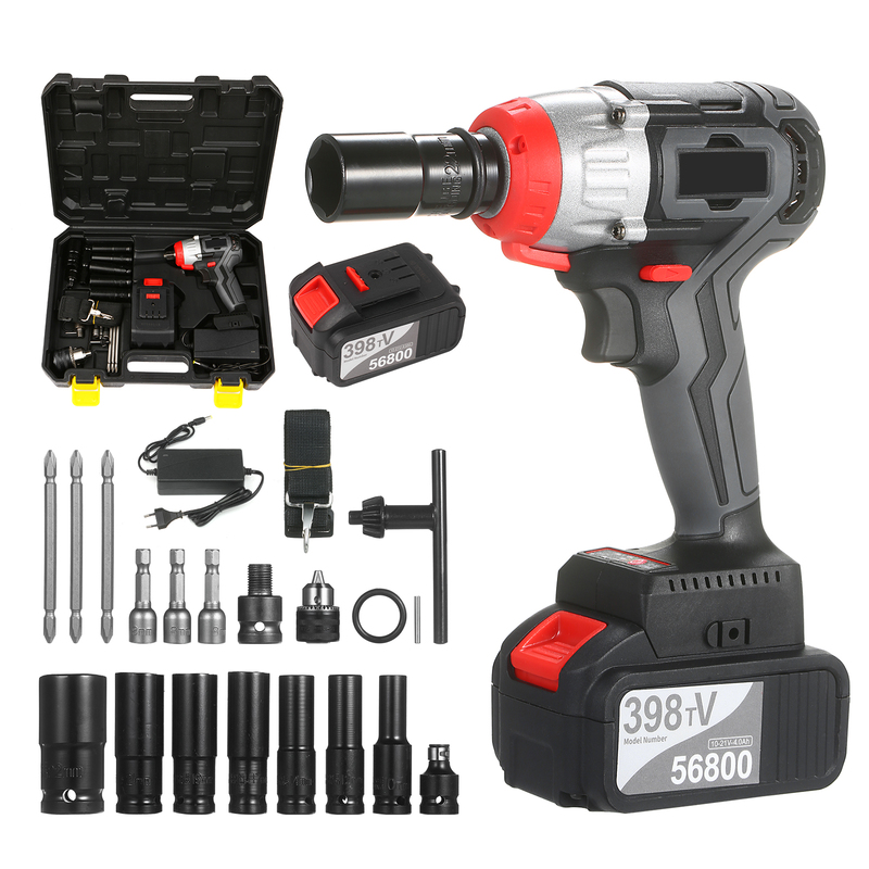 Cordless Impact Wrench Kit Brushless Drill Quick Chuck 980Nm