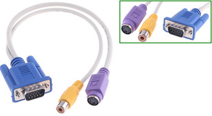 Premium TV AV OUT Converter Cable Adapter VGA to S-Video / R
