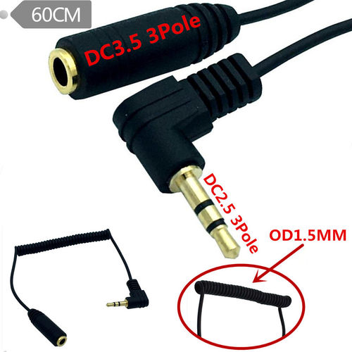 2.5mm male to3.5mm Female  Audio Coiled Spiral Connect Cable