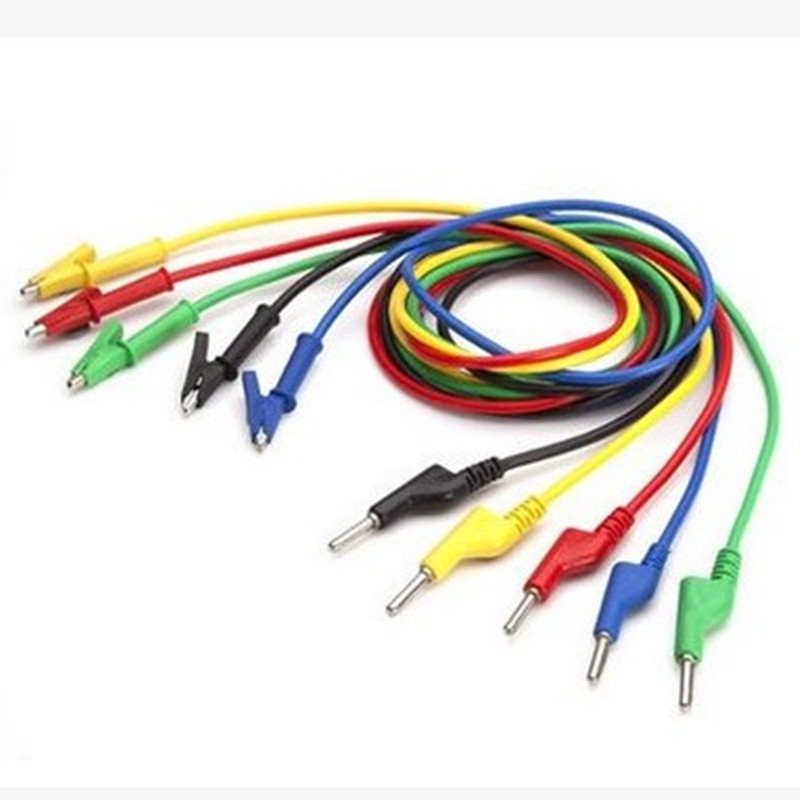 5colorX1M 4mm Banana Plug to Alligator Clip Crocodile Test P