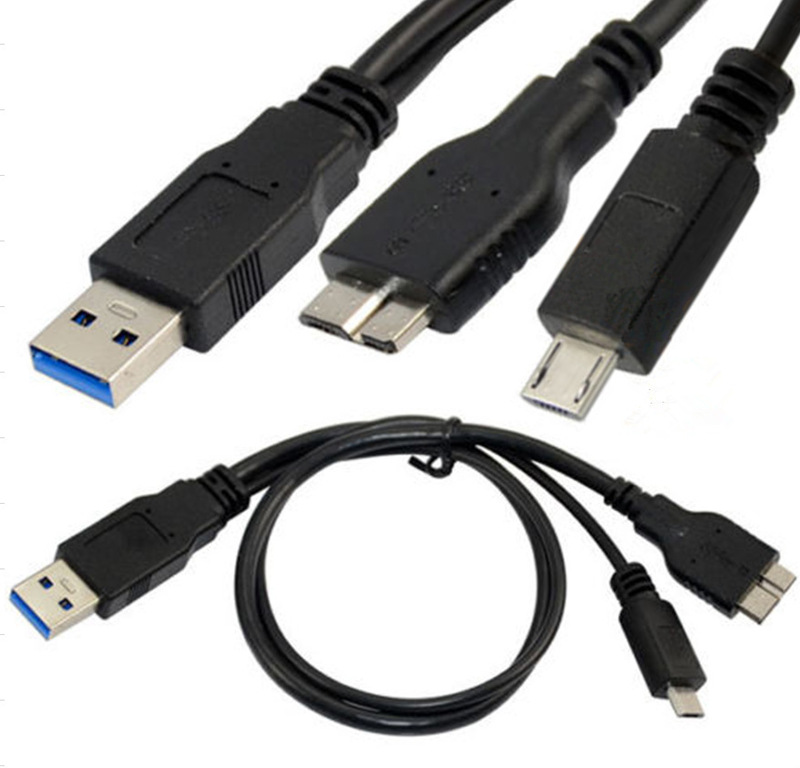 USB 3.0 A male to Micro 3.0 B male + Micro 2.0 Male Adapter