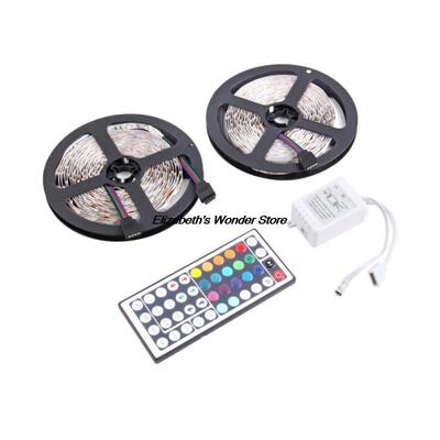 10M 600LEDS 3528 SMD RGB 2X 5M LED light strip + 44 Key IR R