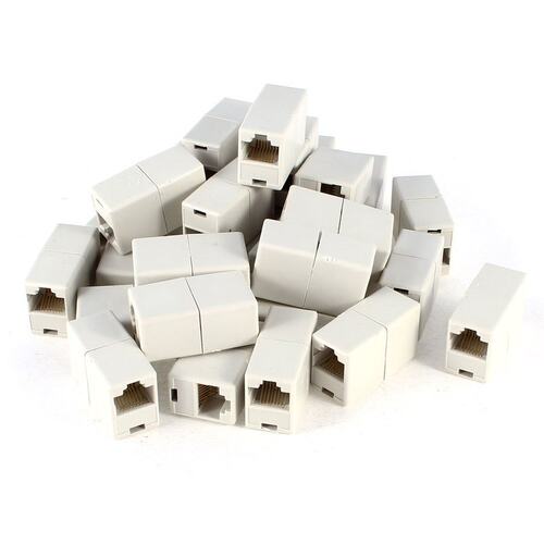 Off White Connector RJ45 Modular Network Coupler 20 Pcs