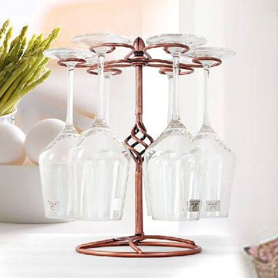 Home Bar Metal Hanging Wine Glass Cup Rack Arts Decorative