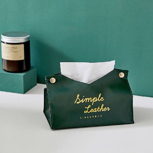 Simple V Mouth PU Leather Tissue Bag Table Napkin Case Nordi