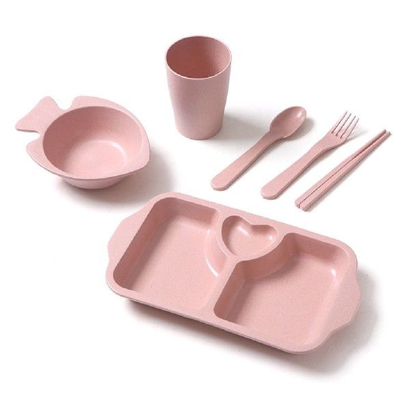 6pcs Kids Dinnerware Set Lightweight Plate with Dividers