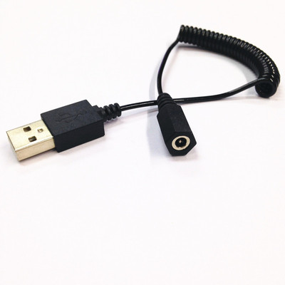 USB A Male to DC 3.5mm x 1.35mm Female Power Jack Coiled Spr