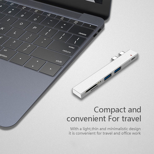 USB Hub with SD/TF Card Reader Aluminum Alloy Multi Type C H