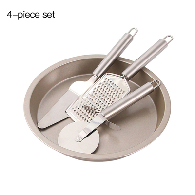 4Pcs Pizza Baking Trays Set Pizza Wheel Non Stick Cheese