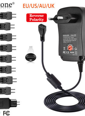30W Universal AC Adapter Reversible Polarity Multi Voltage D