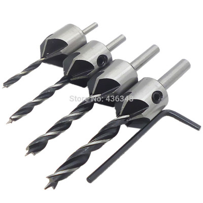 4pcs Hss 5 Flute Countersink Drill Bit Set Reamer Chamfer 3m