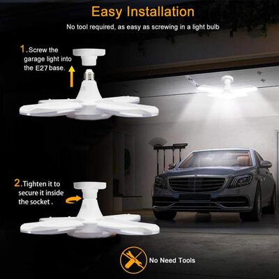 Foldable LED Garage Light E27 85-265V Home Ceiling Lamps 4