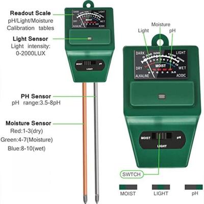 3 in 1 soil PH meter Moisture/pH Test Acidity humidity sunli