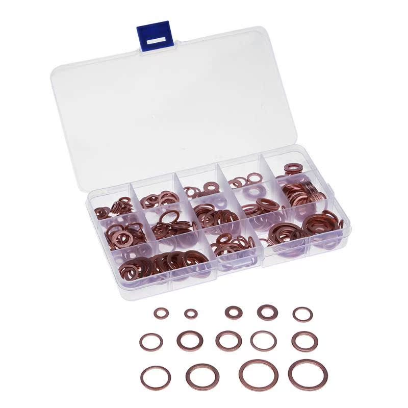 150pcs Washer Metric 15 Sizes Copper Flat Washers Gaskets Wa