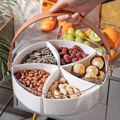 Clear Serving Tray with Handle Round Candy Storage Pastry