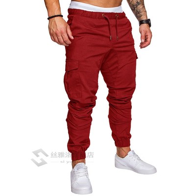 New Casual Joggers  Cargo Solid Color  Cotton Elastic Long T