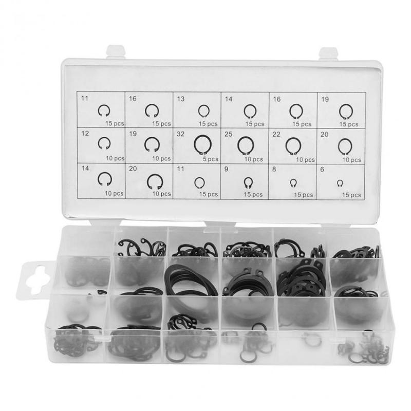 225pcs Circlips C-clip Mosqueton Internal External Washers S