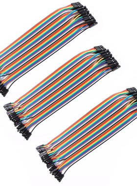 3 40pc Dupont Wire Jumper Cable 1P-1P 2.54mm female to Femal