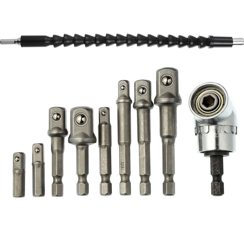8 Pieces Socket Adapter Impact Hex Shank Drill Nut Driver Po
