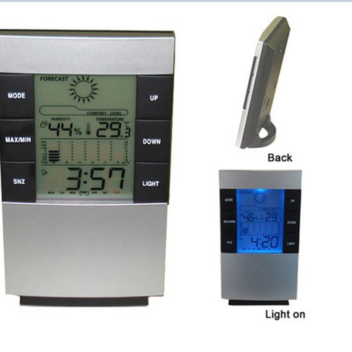Accuracy LCD Humidity Meter Clock Weather Station Indoor