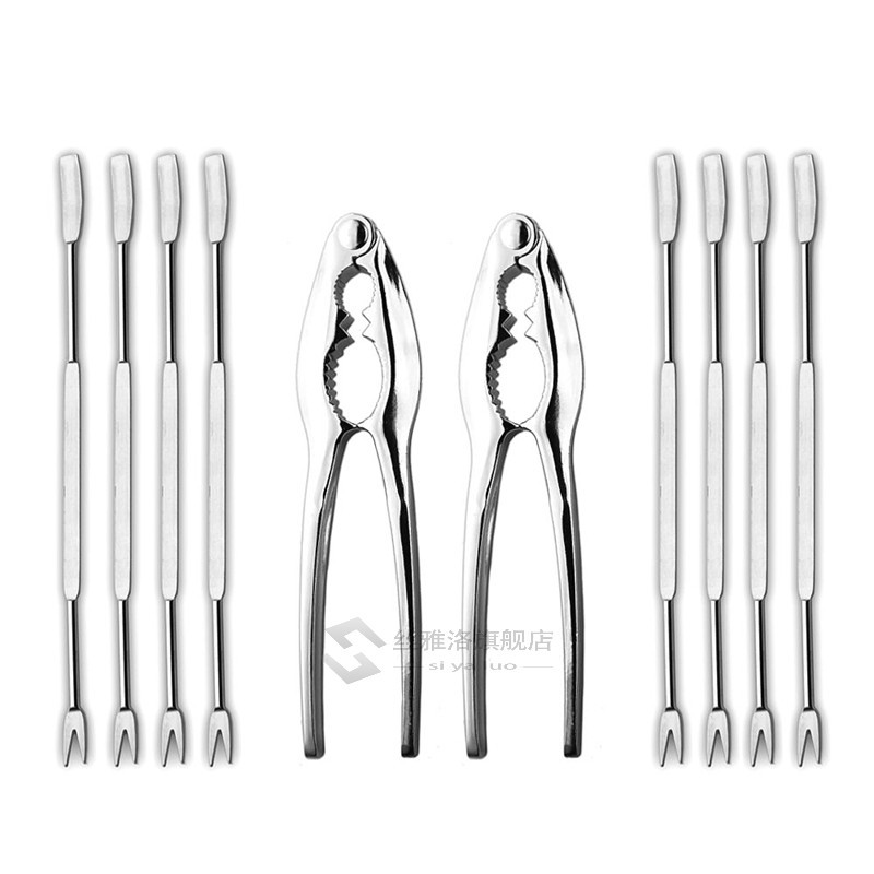 Seafood Tools Set Including 8 ks and 2 Lobster Crab Crackers